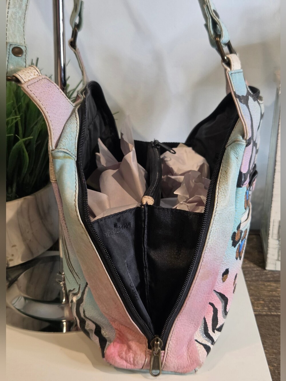 Anuschka Pastel Multicolor Floral Print Shoulder Bag - Picture 7 of 16
